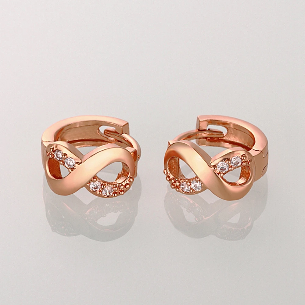 Kinitial Paved Infinity Eight Earring Knot Twisted Huggie Round Hoop Cubic Zirconia Earrings Tiny Gold Women's Piercing | Украшения и