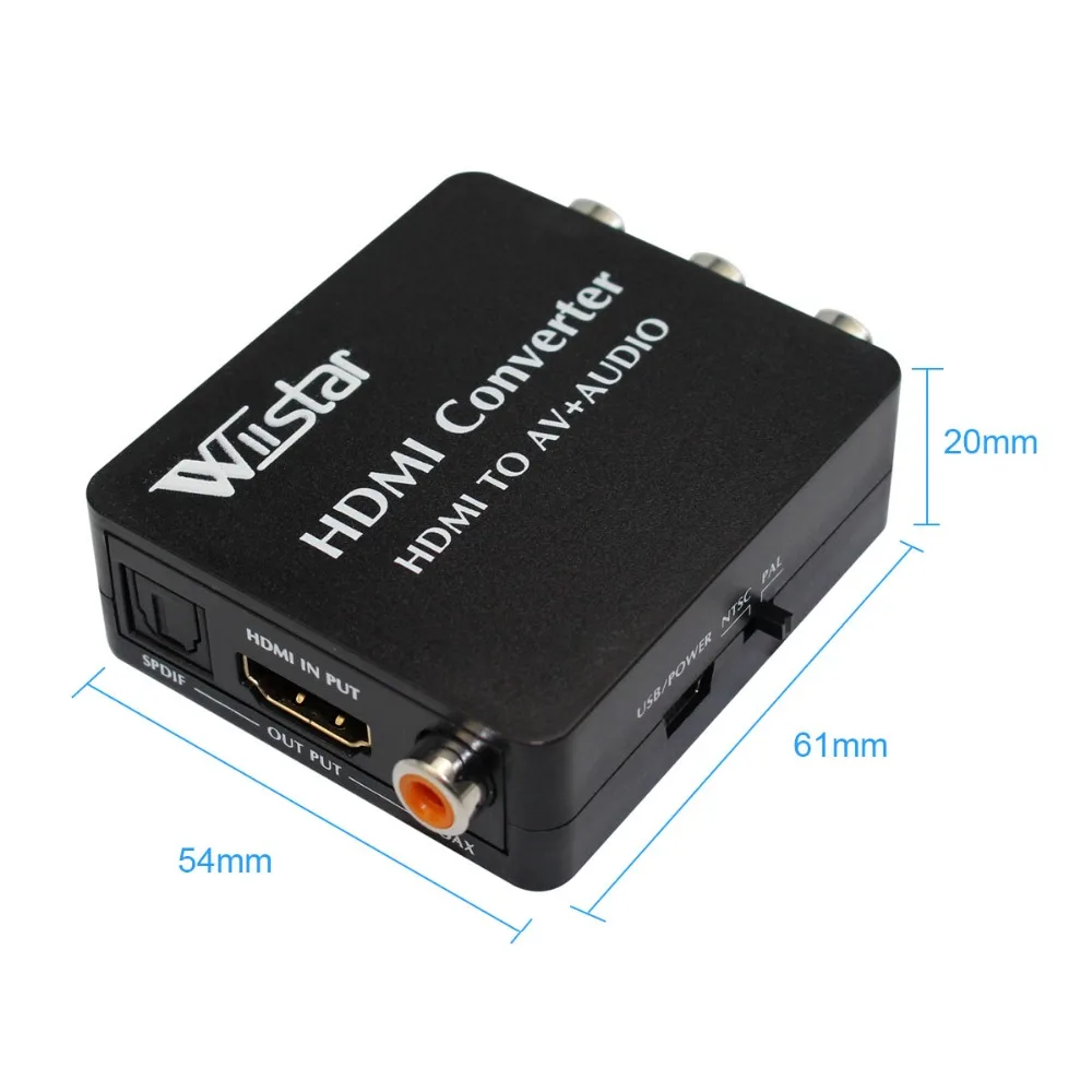 Коаксиальный конвертер HDMI в AV 3RCA Toslink Spdif адаптер CVBS Поддержка PAL/NTSC 1080P для