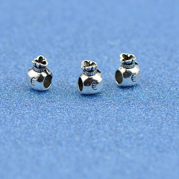 Винтажный Панк Серебряный цвет кошелек бусины Подвески Fit Pandora Браслеты ожерелья