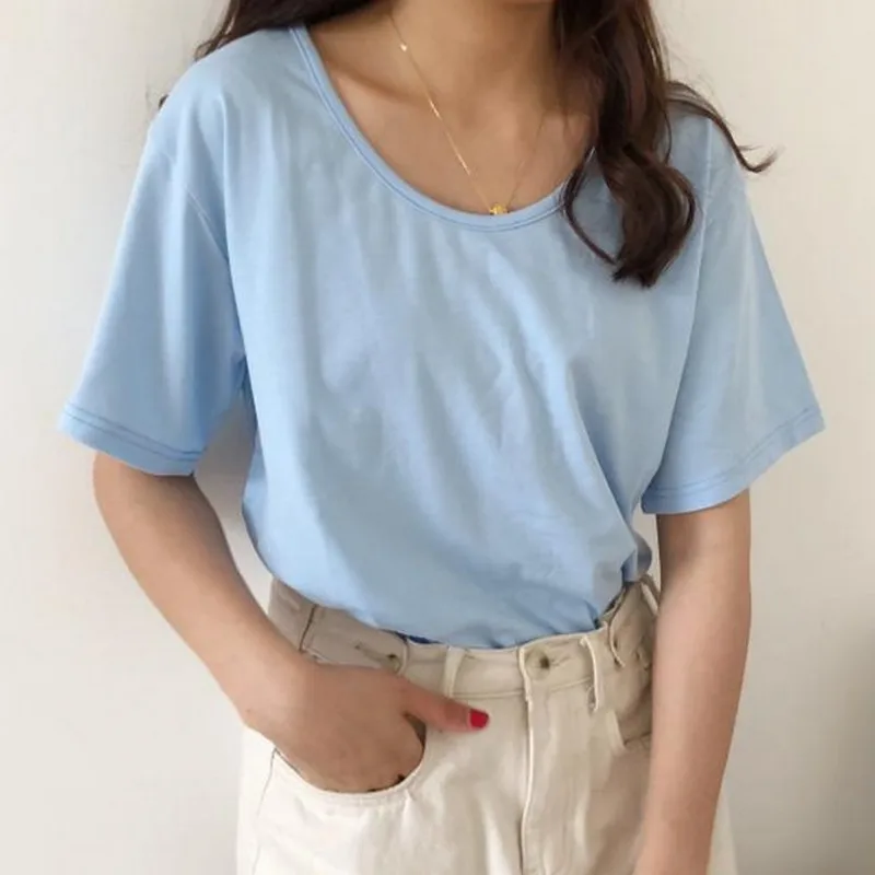 2019 Harajuku BF новая летняя женская футболка с круглым вырезом свободная повседневная