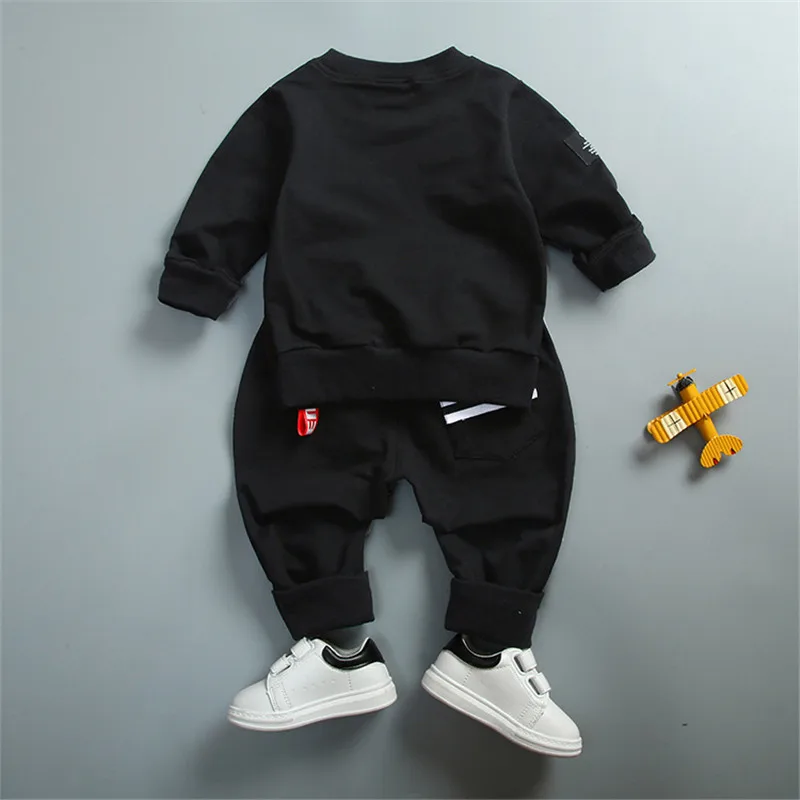 0-4 ages 100% cotton 2018 spring autumn casual active letter children clothing kid suit T-shirt+pant baby girl boy set | Детская одежда