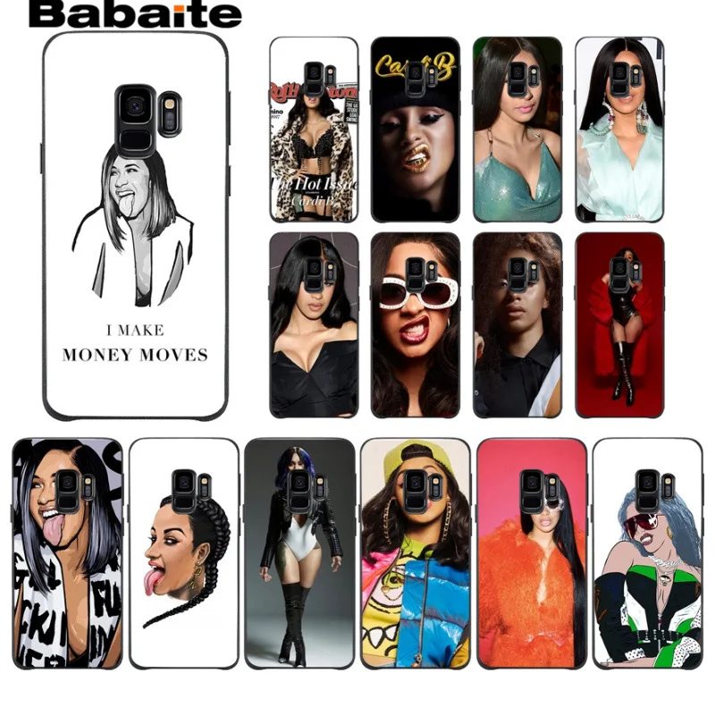 Модный Nova Cardi B язык тонкий силиконовый черный чехол для телефона Samsung Galaxy s9 s8 plus note