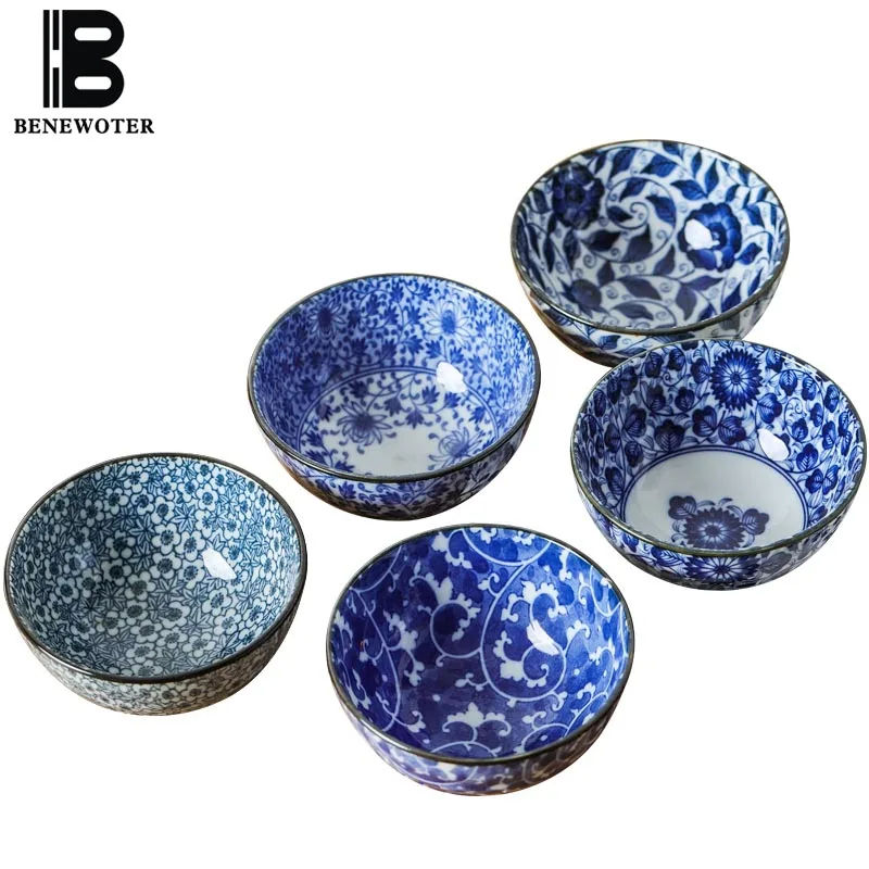Фарфоровая посуда в японском стиле 4 3 дюйма сине-белая керамическая чаша