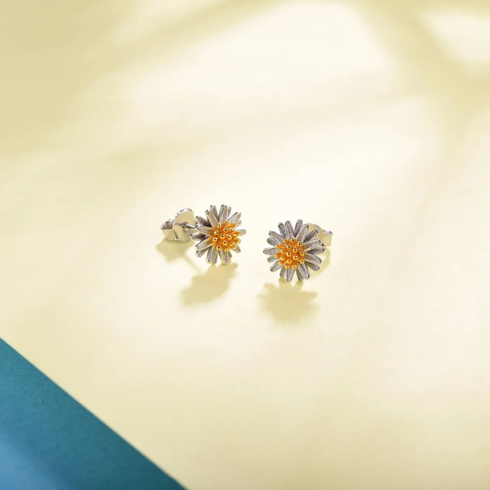 Женские серьги гвоздики из серебра 925 пробы с цветами|stud earrings|daisy stud earrings925 sterling |