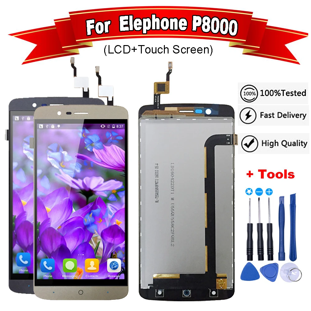 ЖК дисплей и сенсорный экран в сборе для Elephone P8000 5 дюйма дигитайзер стеклянная