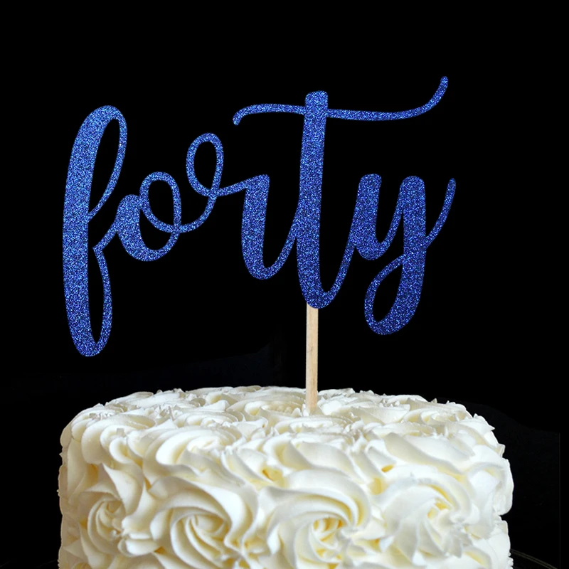 2017 Новый золотой или серебряный блеск 40 торт Топпер 40th день рождения тридцать