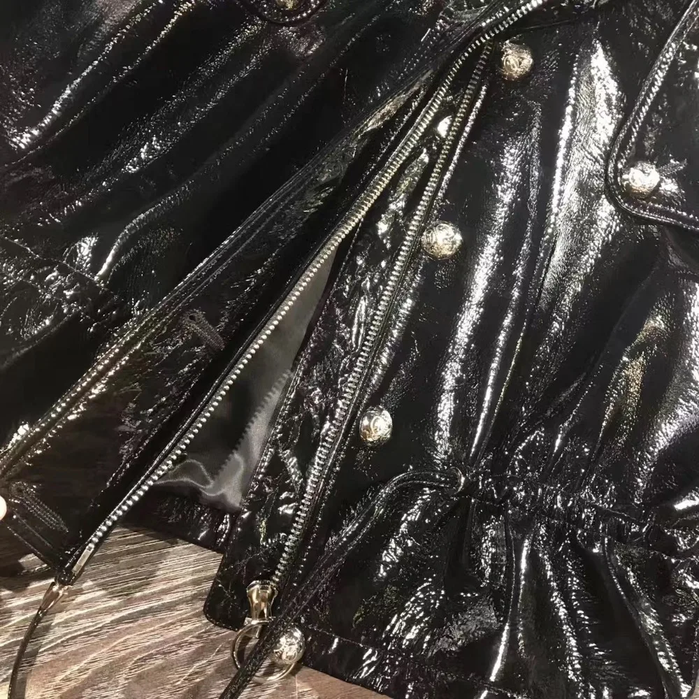 ladies real varnish leather women genuine patent jacket | Женская одежда