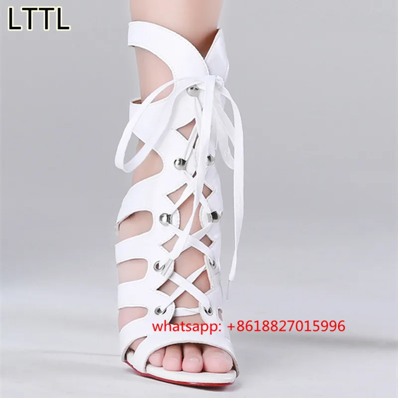 Белый Партия Свадебное Платье Обувь Женщина Зашнуровать Высокие Каблуки