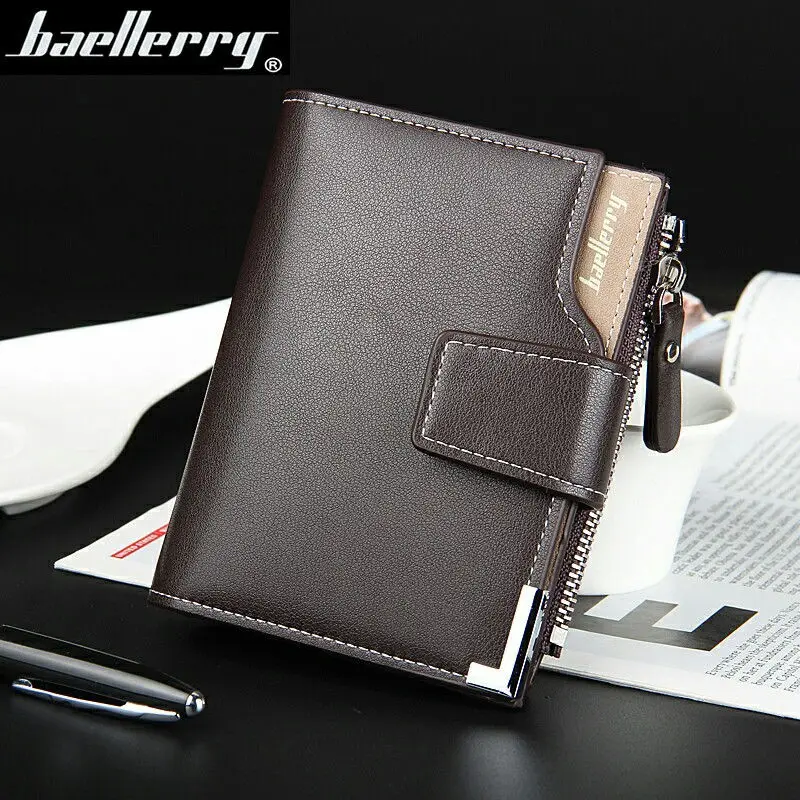 

Baellerry Men Hasp Short Wallet Leather Purse Trifold Wallet For Male High Quality Big Capacity Credit Crad Holders Money Bag