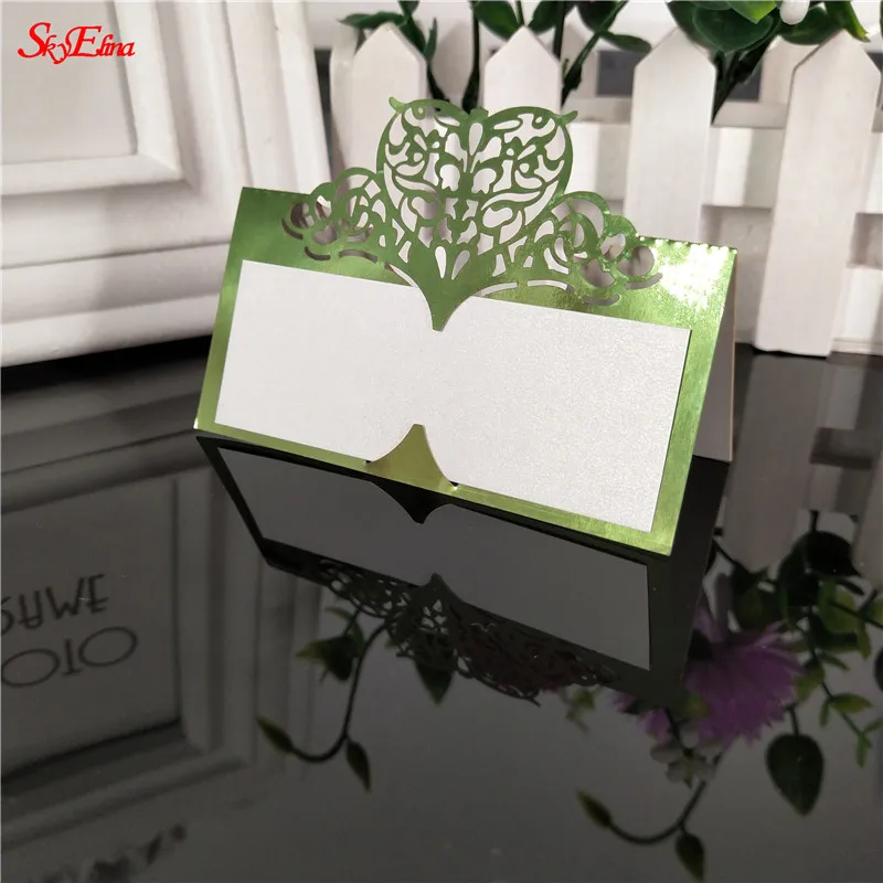 Bright Green 50 шт. Таблица карта Имя Место приглашение на свадьбу украшения перламутровая бумага карты вечерние настольные карточки сидения карты 6zsh871 - Цвет: Bright Green