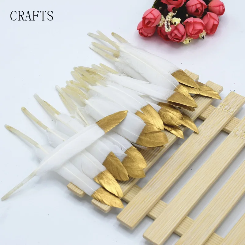 Хит 20/много красивых утиных перьев 10-15 см/4-6 дюймов DIY аксессуары декоративные части окрашивание и распыление золота