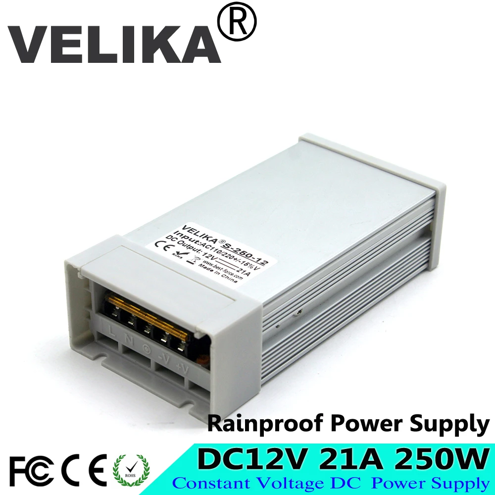 Непромокаемый источник питания DC12V 21A 250 Вт трансформатор драйвера AC220V 110В к DC36V