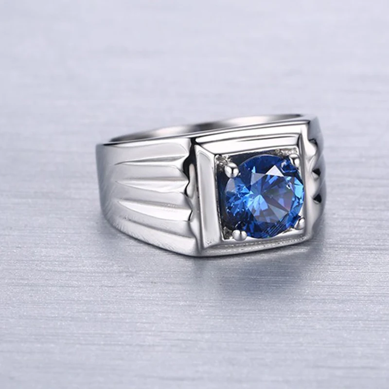 Новинка 2019 роскошное высококачественное кольцо из нержавеющей стали с синим