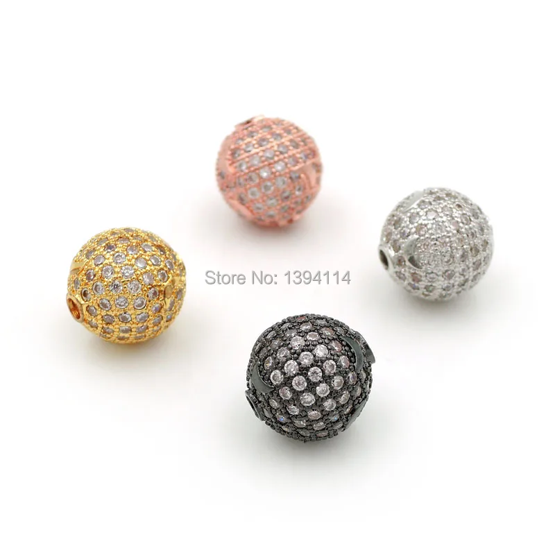 12 мм микро-паве прозрачные CZ Круглые рельефные бусины для изготовления