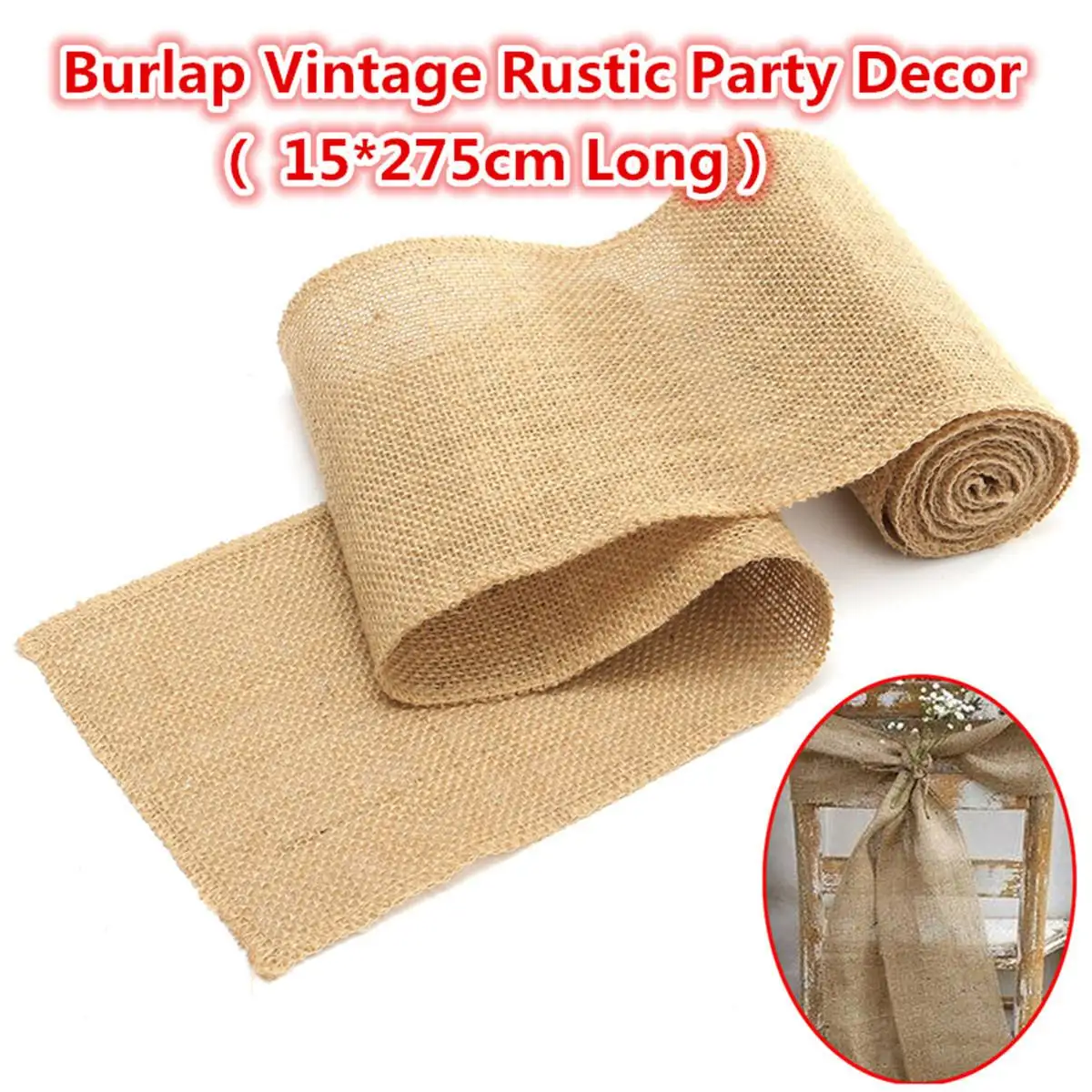 15x275 см натуральный Hessian пояса чехол для стула Луки джутовая Мешковина винтажный деревенский Свадебный декор