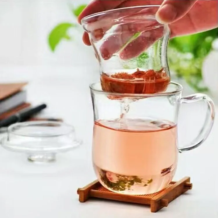 Прозрачная Стеклянная Кружка для молока, кофе, чая, чашка, чайник с фильтром для заварки чая и крышкой, посуда для напитков для дома и офиса