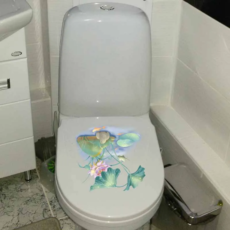 YOJA 23,4*22,6 см фиолетовый лотос на пляже классические наклейки на стену для дома, настенные наклейки для туалета и туалета, декор T1-0866