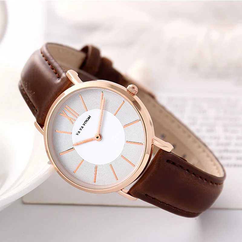 Reloj mujer Винтаж женские часы свободного покроя кварцевые с кожаным ремешком для