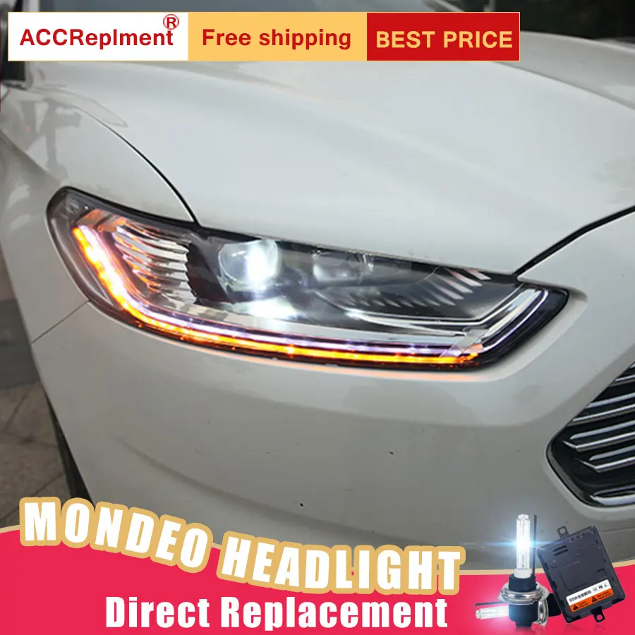 2Pcs LED Headlights For Ford Mondeo 2013-2015 led car lights Angel eyes xenon HID KIT Fog Daytime Running Lights | Автомобили и