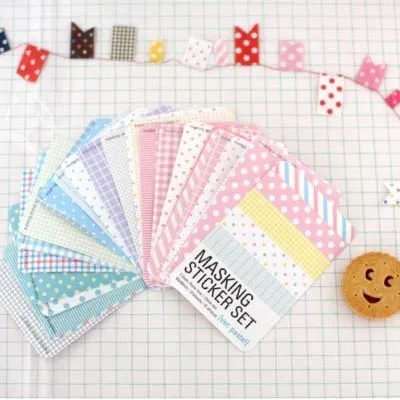 Kawaii Канцелярские Маскировка Клейкие ленты 27 Простыни Детские filofax Скрап Бумага