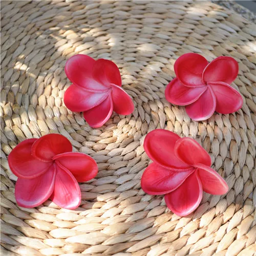 Натуральный настоящий искусственный цветок белый-желтый frangipani Plumerias цветочные головки для украшения торта и свадебных букетов - Цвет: hot pink