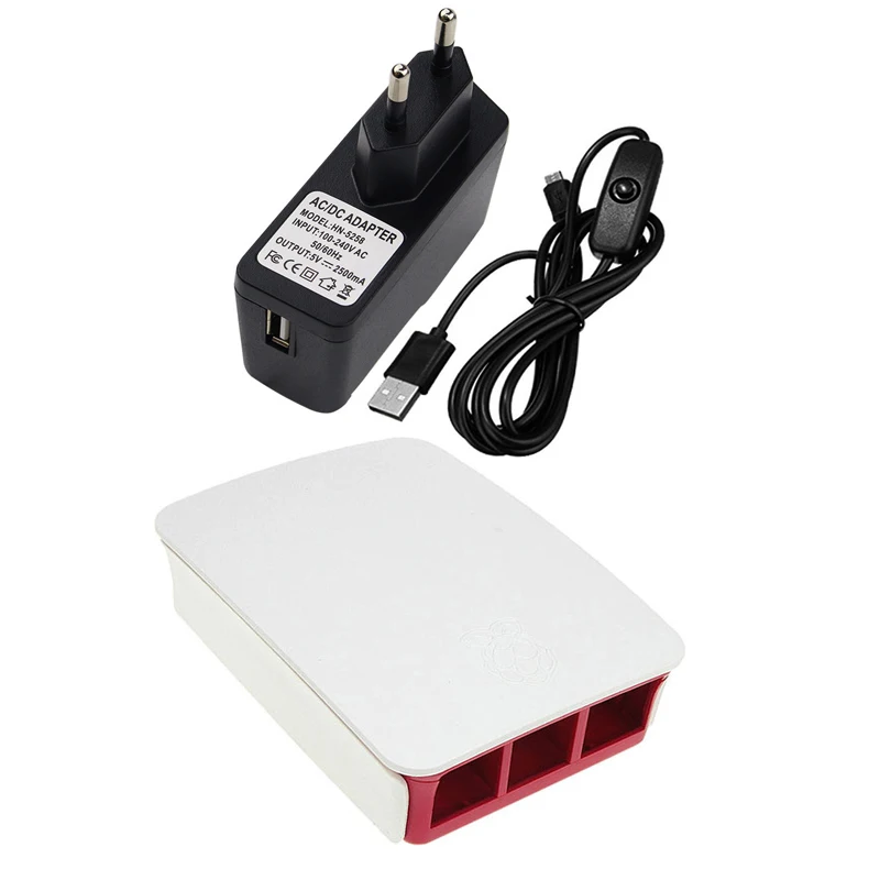 Для Raspberry Pi 3 Model B + чехол переключатель ВКЛ./ВЫКЛ. Кабель Micro Usb теплоотвод 5 В 2.5a