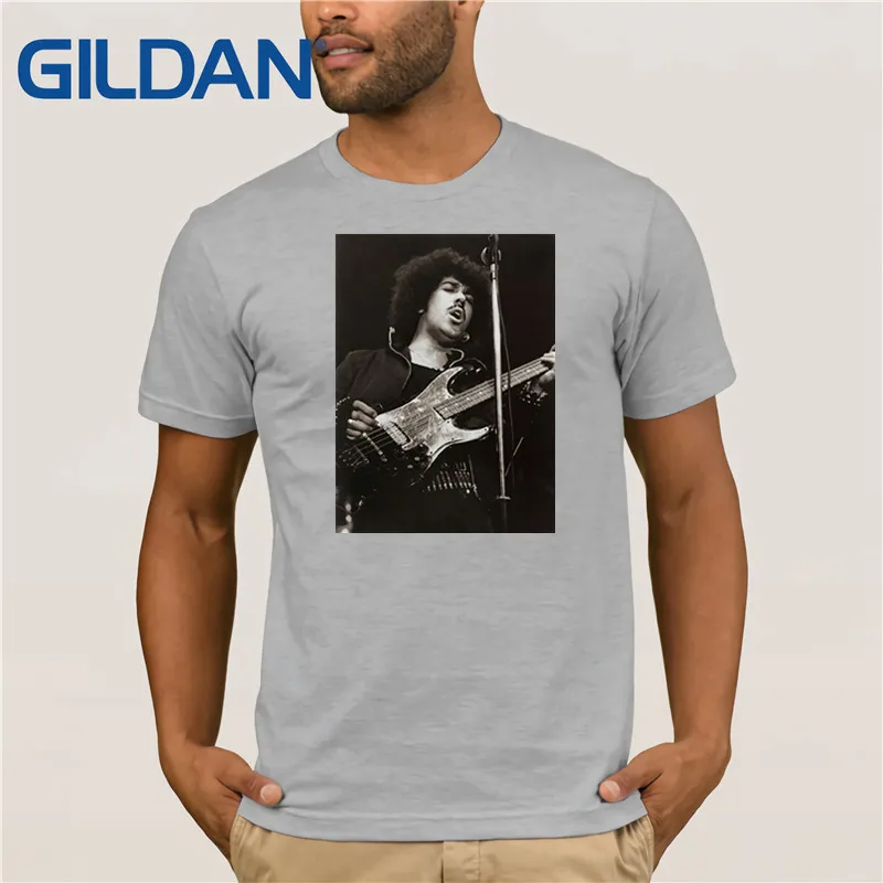 Custom Phil Lynott Мужская футболка из хлопка с круглым воротником черная летняя крутая