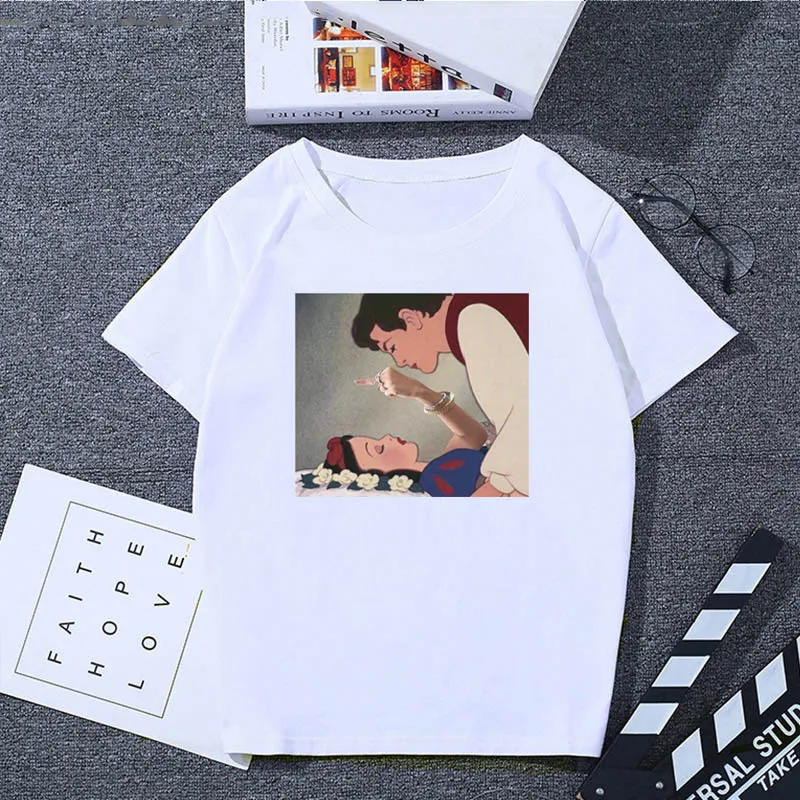 WC01-04-Bai ZSIIBO Women's Dark Snow White Harajuku Fashion T Shirt O-Neck Fck You Punk T-Shirt Print Casual Short Sleeve Tshirt Streetwear - Цвет: WC01-04-Bai