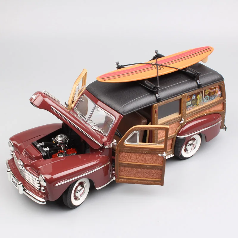 1 18 Классический FORD WOODY woodie супер люкс 1948 вагон весы автомобиля и литья под давлением модель игрушки хобби миниатюры доска для серфинга