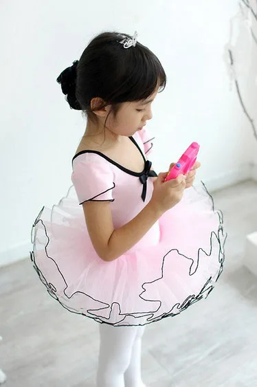 Розовая балетная юбка пачка для девочек 3 8 лет с короткими рукавами в