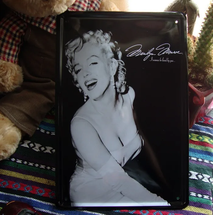 The Marilyn Monroe Metal painting Wall Decor Bar House Office Tin Sign Mix order 20*30 CM Free shipping|sign tin|decorative tin signsdecor sign |