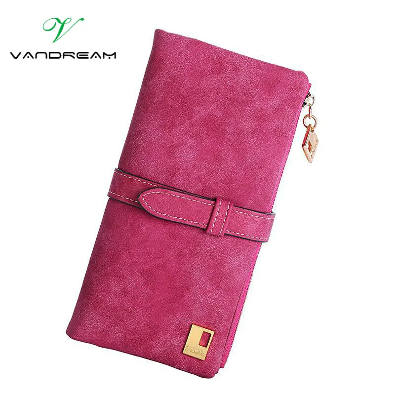 2018 новые модные женские кошельки с кулиской из нубука на молнии Длинный кошелек