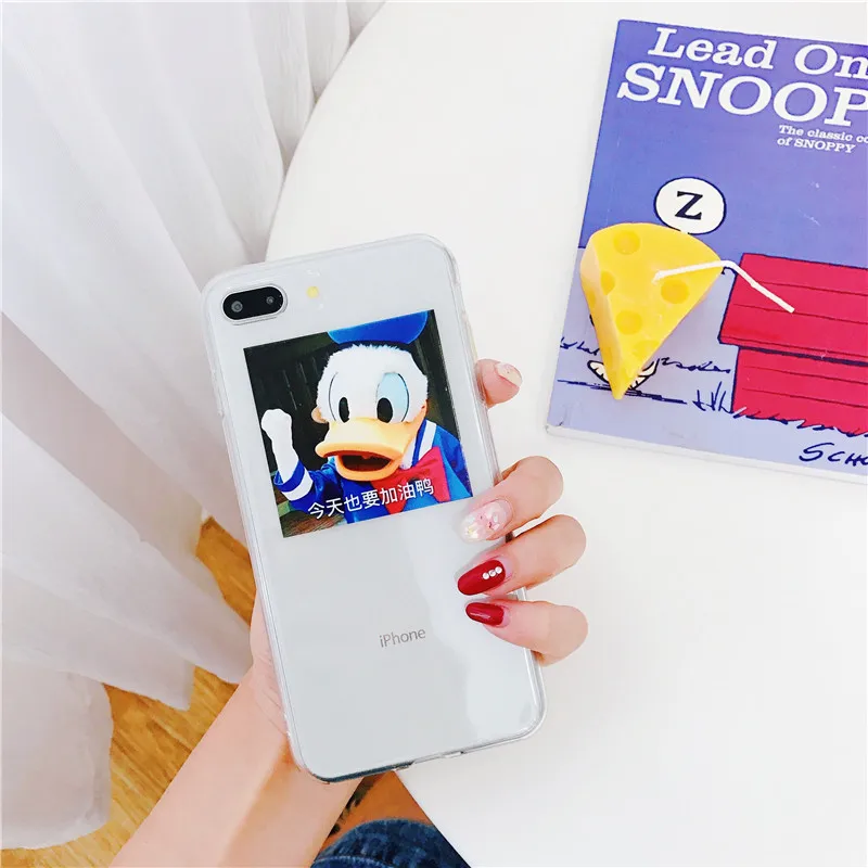 Fashion Go Fighting Duck Kawaii Case for iPhone6 7 8 Plus X Clear Tpu Lovely Chinese iPhoneX 6s 8Plus (LES901) |
