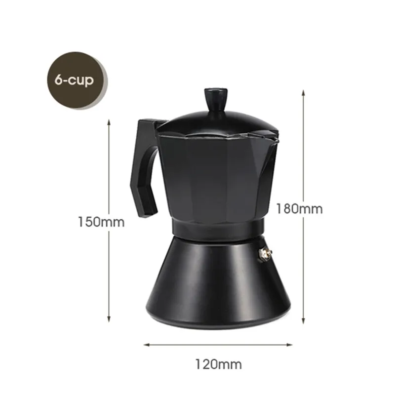 6 cup Портативная Алюминиевая Плита Moka кофейник Mocha Эспрессо кофеварка несколько способов нагрева фильтр чашка для латте для домашнего офиса 3-6 чашек - Цвет: 6 cup