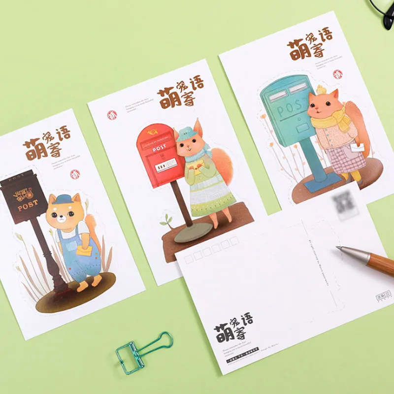 30 шт./лот Милая ПЭТ панда слон овца открытка мультфильм животное бумажная