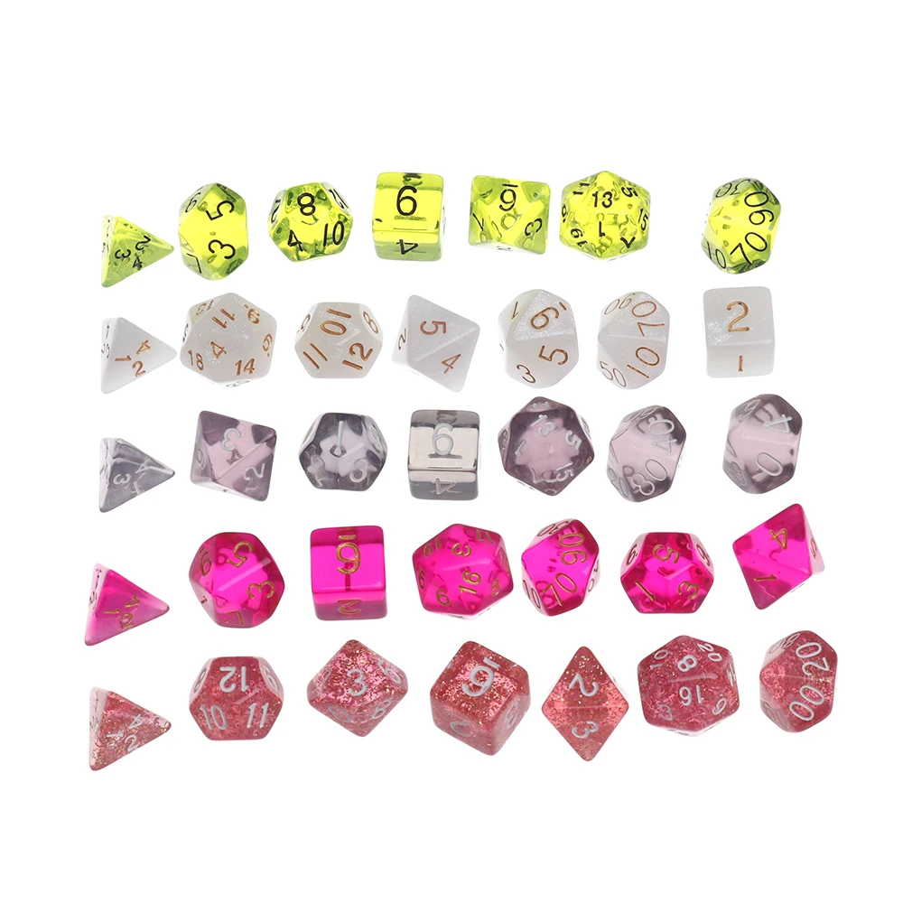Оптовая продажа 7 шт./компл. набор игральных костей D4 D6 D8 D10 % D12 D20 27 случайных