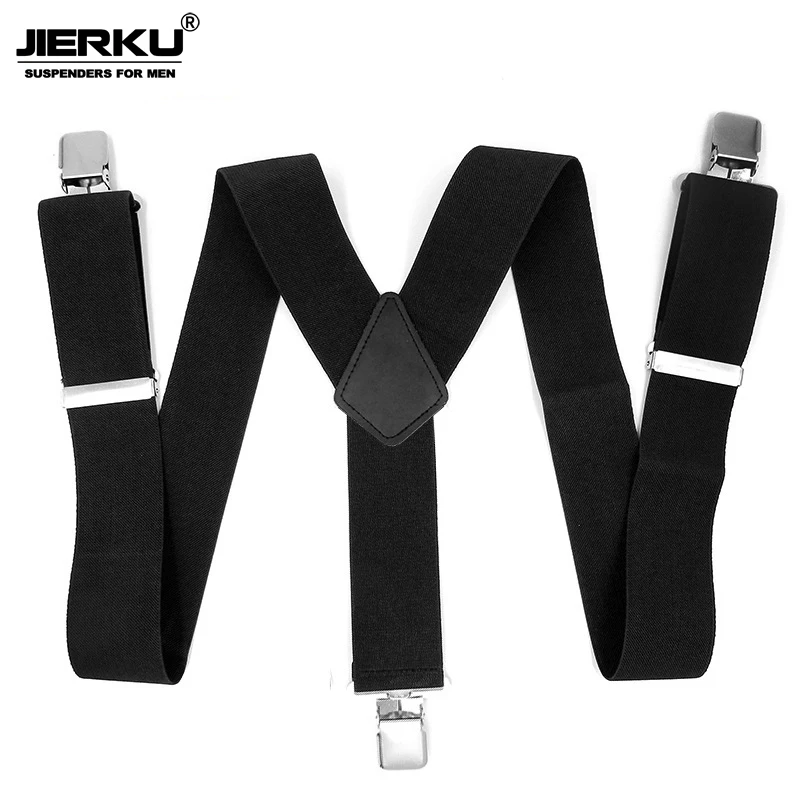 

JIERKU Suspenders Man's Braces Leather 3 Clips Suspensorio Fashion Trousers Strap Father/Husband's 2.5*120cm JK3C01