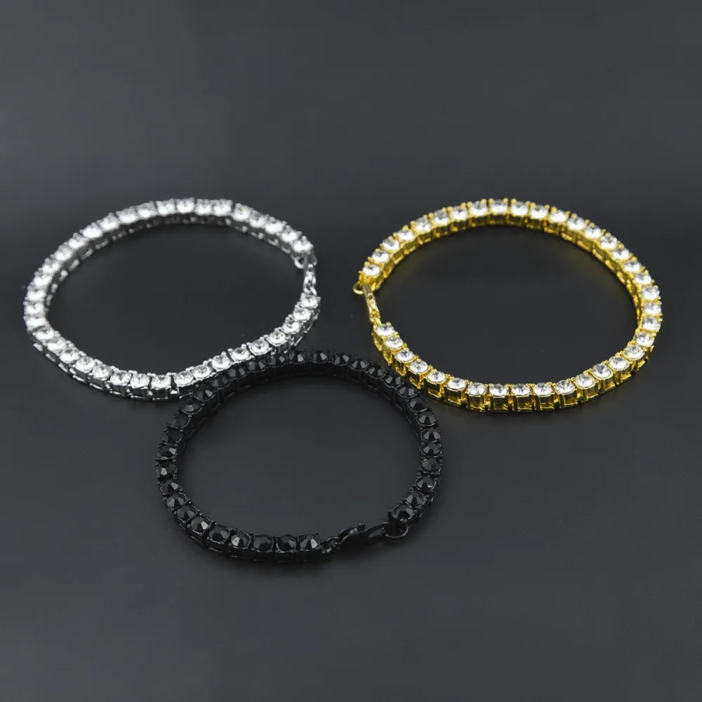Bling Iced Out 1 ряд браслеты со стразами в стиле хип хоп ювелирные изделия с