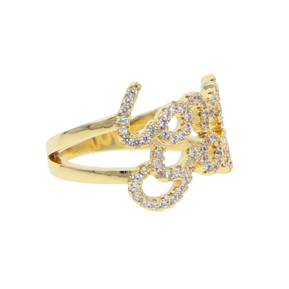 Золотистый цвет 2019 подарок на день Святого Валентина микро паве cz love you letter