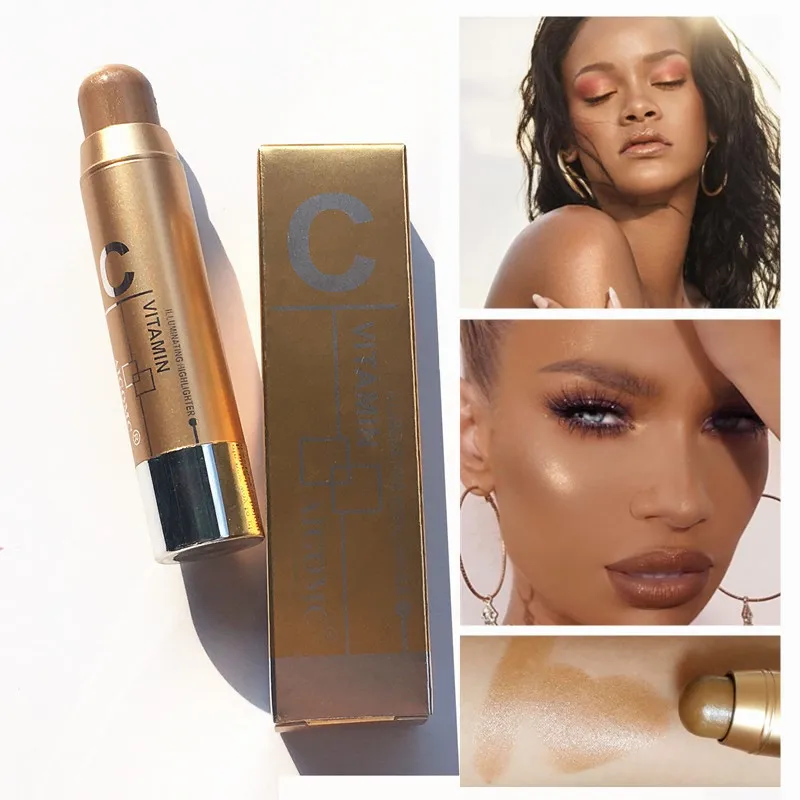 GD-C AIGOMC, новинка, 4 цвета, для лица, 3D, контур, хайлайтер, палочка, водонепроницаемый, макияж, бронзер, Мерцающая основа, подсвечивающий, консилер, крем - Цвет: GD-C