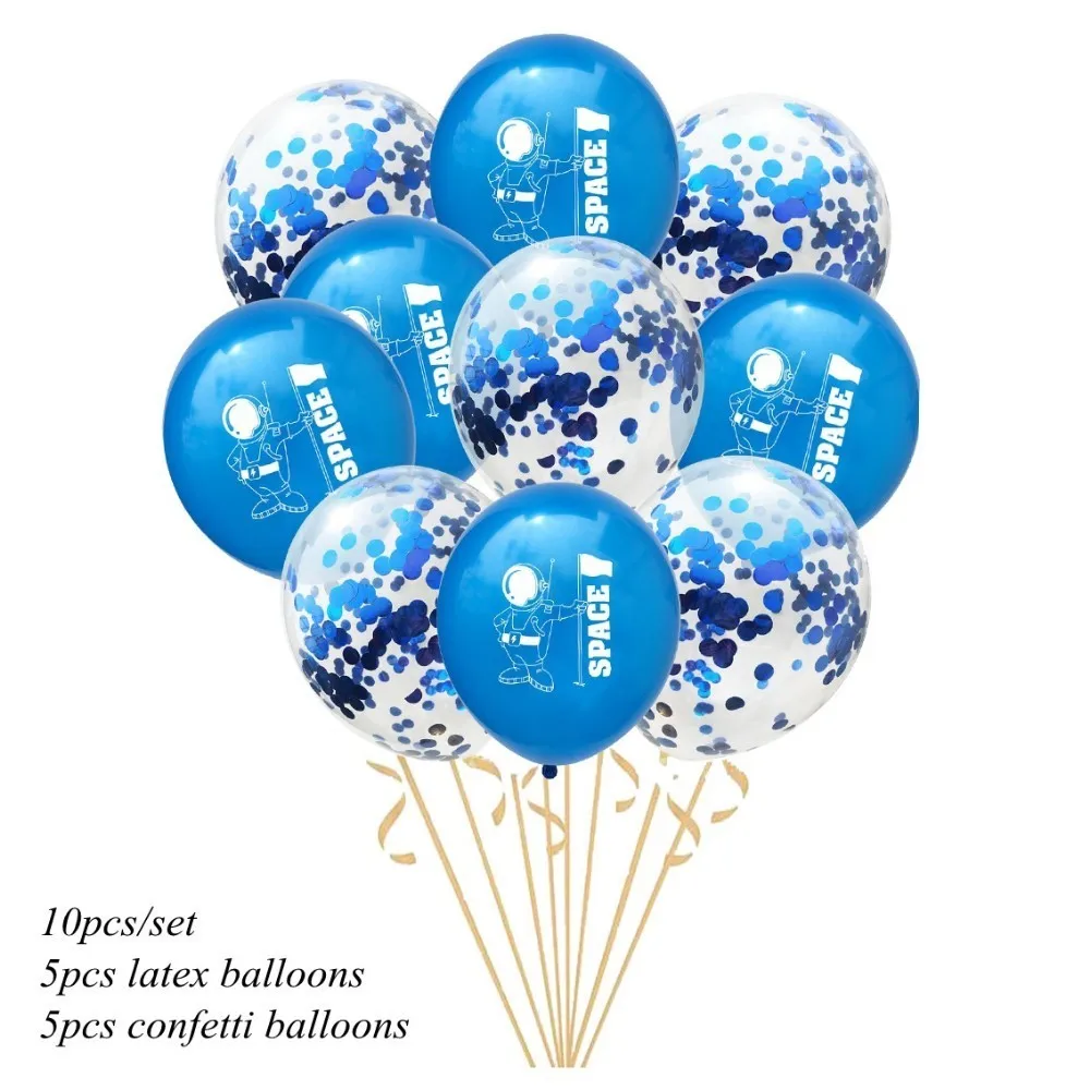 10pcs confetti blue 1 набор, Вселенная Галактика, тема, космические шары, космонавты и ракеты, воздушные шары, день рождения, детские игрушки, принадлежности для душа - Цвет: 10pcs confetti blue