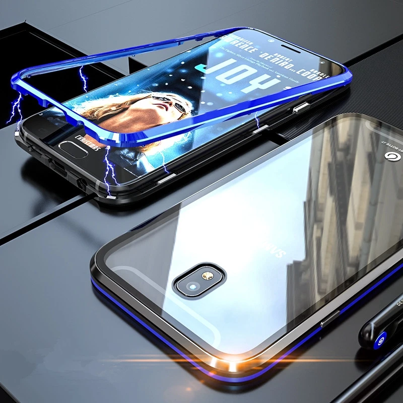 Роскошный Металлический Магнитный чехол для samsung Galaxy J7 /J7 PRO, чехол из закаленного стекла, металлическая рамка, чехол для samsung J730FM, европейская версия