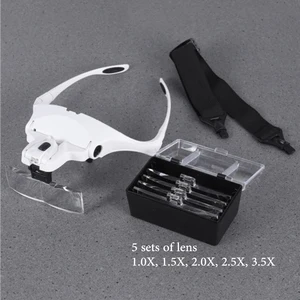 Увеличительное стекло для наращивания ресниц с 5 регулируемыми линзами, увеличительное стекло со светодиодной подсветкой, увеличительные очки для накладных ресниц