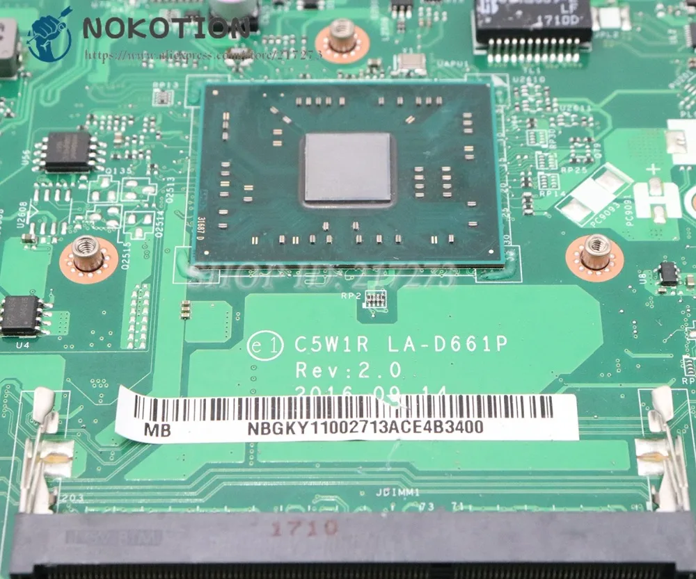 NOKOTION для acer aspire ES1-523 материнская плата для ноутбука DDR3 с процессором на плате C5W1R LA-D661P NBGKY11002