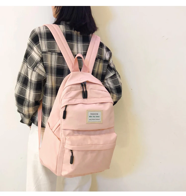 Нейлоновый женский рюкзак, Одноцветный рюкзак Mochilas, женская сумка на плечо для девочки-подростка, школьная сумка, рюкзак