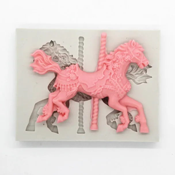 

3D ювелирные изделия Карусель лошадь Форма Силиконовые формы для помадки на торт Кухня украшения торта инструменты для выпечки мастика формы для шоколада