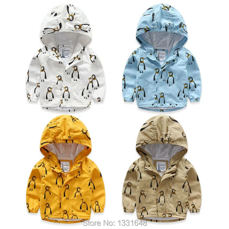 Детская хлопковая куртка с капюшоном мультяшным принтом | Куртки и пальто