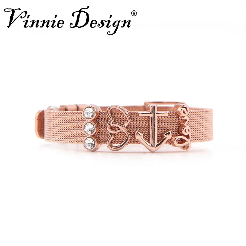 Vinnie дизайн ювелирных изделий розовое золото сетки браслет набор включает в себя