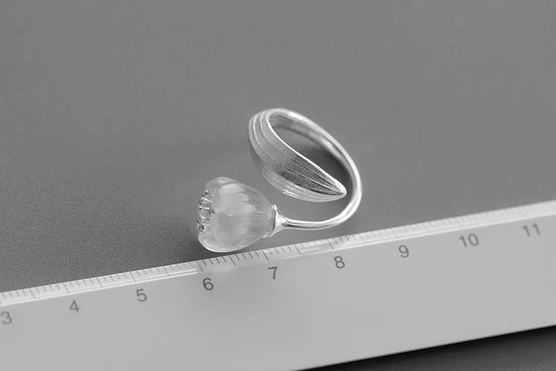 INATURE 925 пробы серебряные ювелирные изделия натуральный кристалл цветок ландыша Открытые Кольца для женщин
