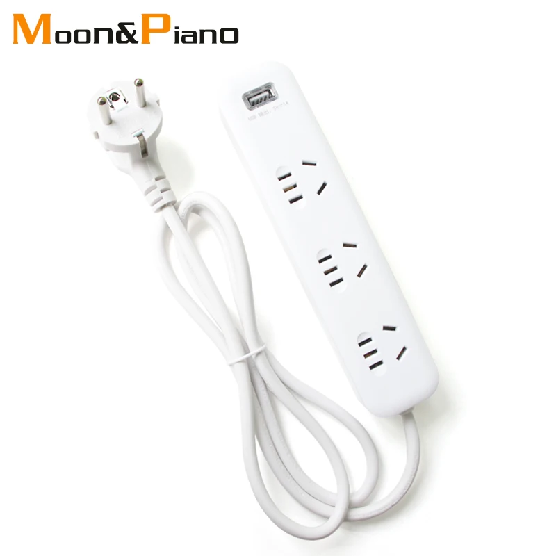 

AU US To EU Plug With USB Power Strip Socket Interface Adapter Travel Wall Converter 250V 10A 2500W Extension Charging